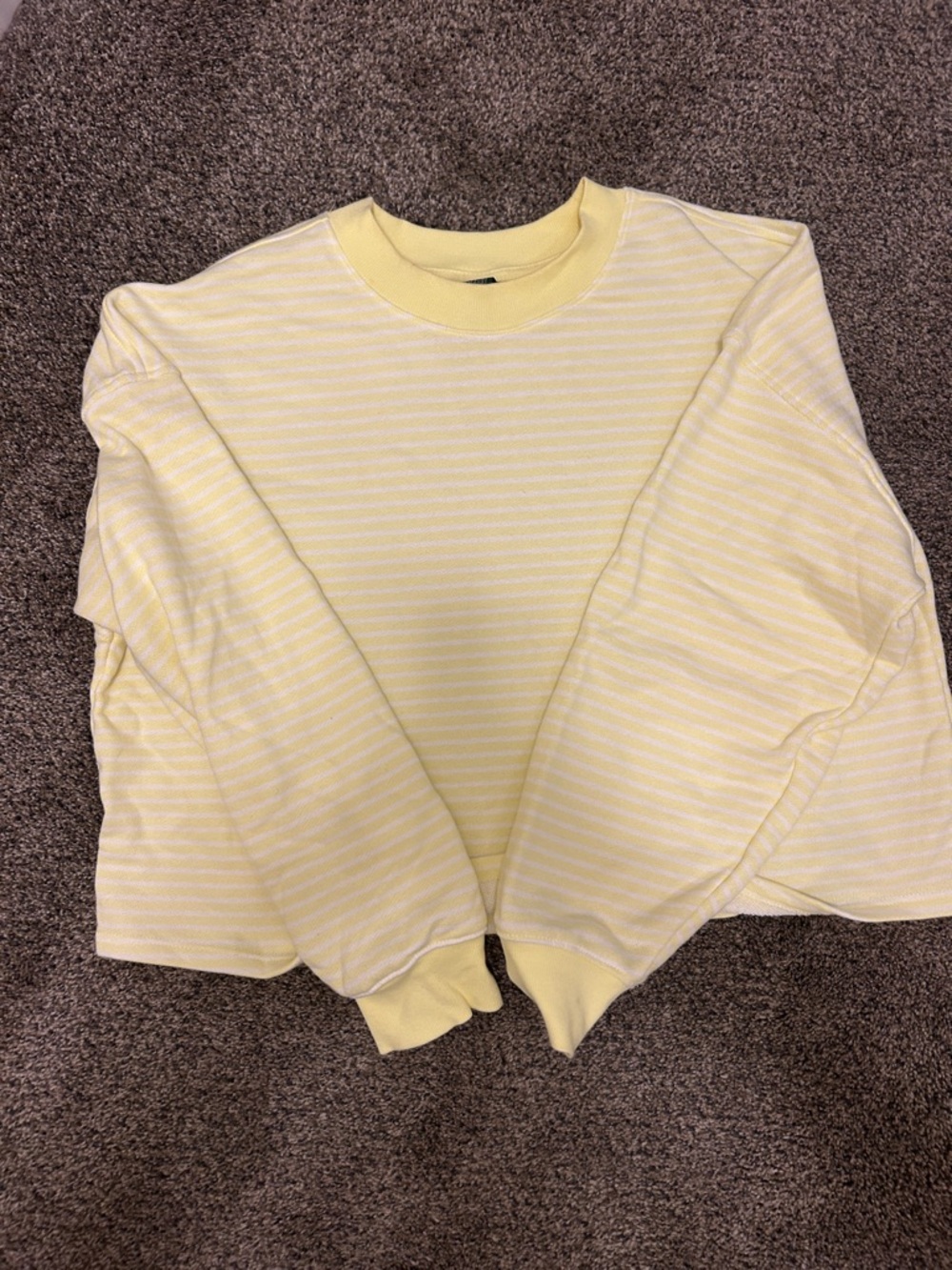 wild fable Yellow & White Striped Crewneck Sweatshirt